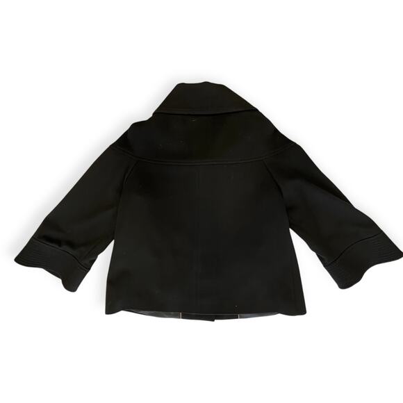 Zara Woman Retro Pea Coat Black 100 Percent Wool Size Large - Picture 9 of 12